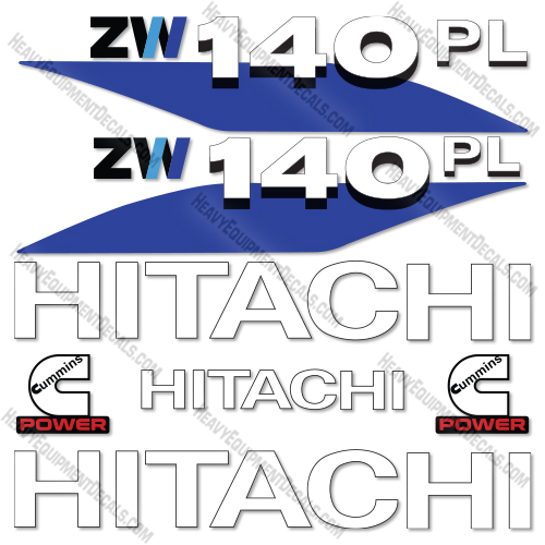 Fits Hitachi ZW140-6 PL Decal Kit Wheel Loader    decal kit,hitachi, zw140-6 pl