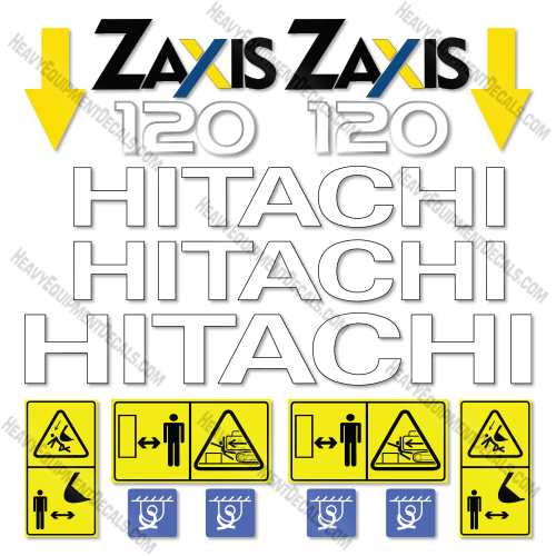 Hitachi ZX120-1 Decal Kit Crawler Excavator - Aftermarket Kit 