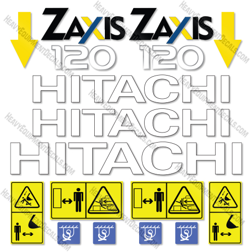 Hitachi ZX120E-1 Decal Kit Crawler Excavator - Aftermarket Kit  