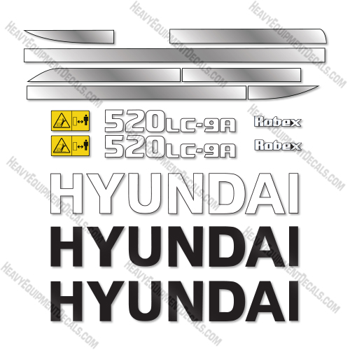 Hyundai 520LC-9A Decal Kit Excavator - Aftermaket Kit 
