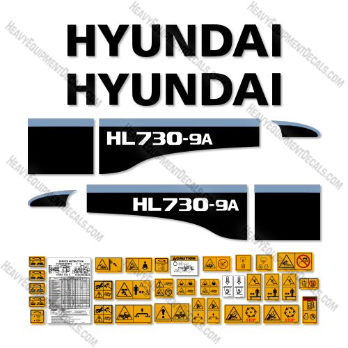 Hyundai HL730-9A Decal Kit Wheel Loader - Aftermarket Kit 