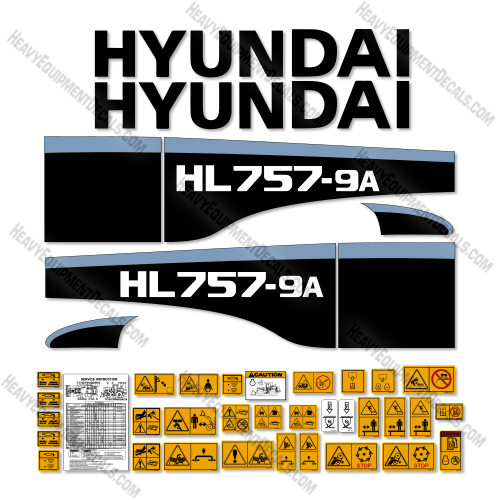 Hyundai HL757-9A Decal Kit Wheel Loader - Aftermarket Kit 