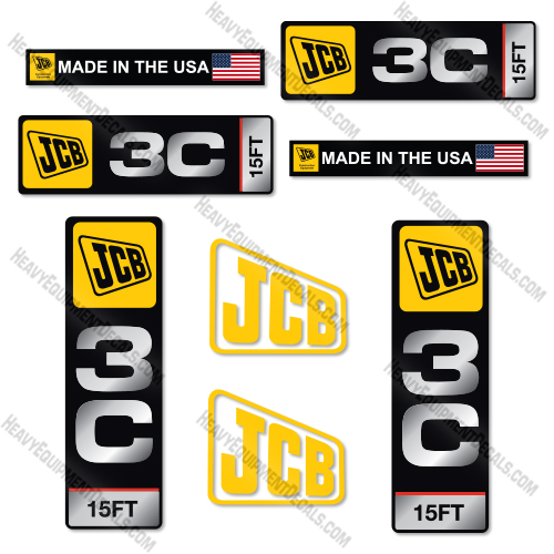 Fits JCB 3C 15FT Decal Kit Backhoe Loader - OLD STYLE! 