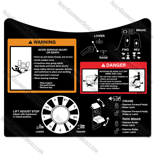Fits John Deere 335 Mower Foot Well Warning Decal Kit Mower 