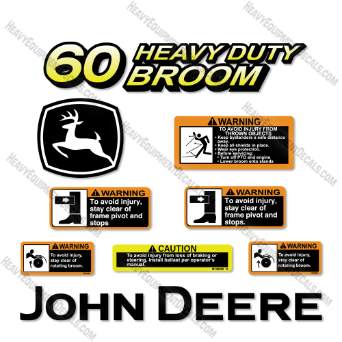 Fits John Deere 60 Heavy Duty Decal Kit Broom 