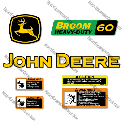 John Deere 60 Broom Decal Kit Rotary Broom Attachment - Aftermarket Kit  decal kit, deere, john deere
