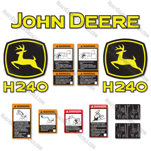 Fits John Deere H240 Decal Kit Front End Tractor Loader  decal kit, deere, john deere