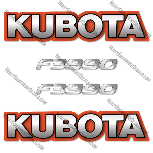 Kubota F3990 Old Style Decal Kit Lawn Mower - Aftermarket Kit    Kubota,decals
