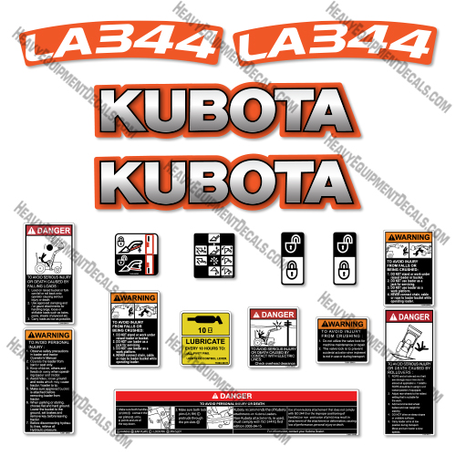 Kubota LA344 Decal Kit Tractor - Aftermarket Kit Kubota,decals