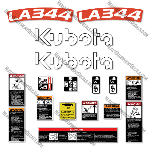 Kubota LA344 Decal Kit Tractor - New Style - Aftermarket Kit  Kubota,decals