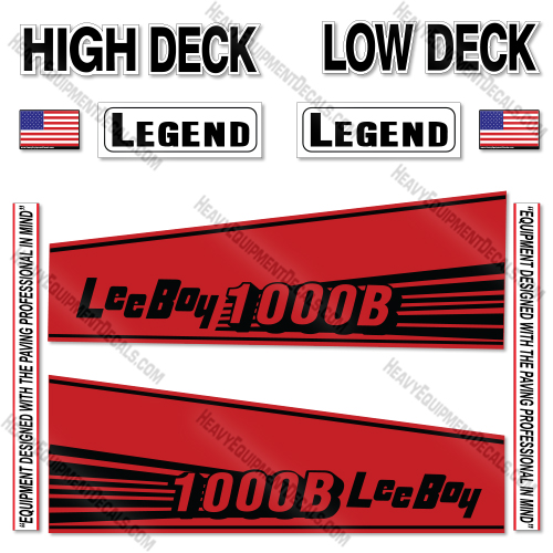 Fits LeeBoy 1000B Decal Kit Paver -RED! 