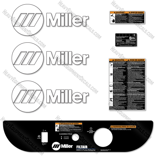 Miller Filtair MWXS Decal Kit Mobile Welding Fume Extraction System- Aftermarket Kit decal kit, miller