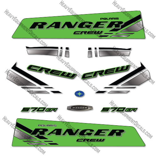 Polaris Ranger 570 Crew 2011 2012 Decal Kit UTV - Lime Green- Aftermarket Kit    decal kit, polaris ranger, 