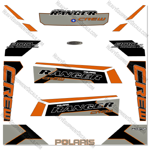 Fits Polaris Ranger 900HO Crew White Lightning Decal Kit Utility Vehicle- Custom Grey & Orange  decal kit, polaris ranger, 900ho