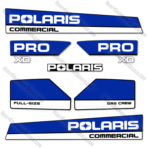 Fits Polaris Ranger Pro XD Full Size Gasoline Blue White Decal Kit Utility Vehicle   decal kit, polaris ranger