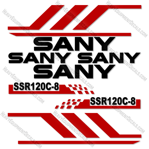 Sany SSR120C-8 Decal Kit Smooth Drum Roller - Aftermarket Kit 