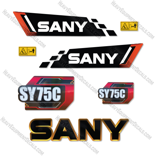 Sany SY75C New Style Decal Kit Excavator - Aftermarket Kit 