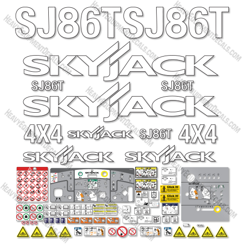 SkyJack SJ86T SN RANGE 97100001 to 97999999 Decal Kit Telescopic Boom-Aftermarket Kit - NOT GENUINE OEM decals
