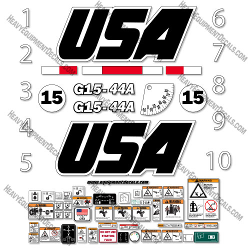 Custom USA Decal Upgrade For JLG G15-44A Telehandler - Aftermarket Kit 