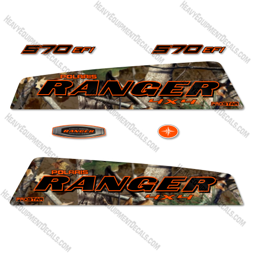 Fits Polaris Ranger 570 Pursuit EFI Camo Plus Orange Decal Kit Utility Vehicle  decal kit, polaris ranger