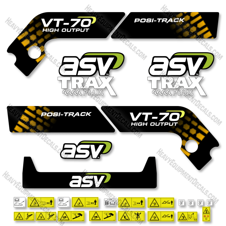 Fits ASV VT-70 Decal Kit - High Output - Track Loader 70, decal kit, vt, vt-70, vt70