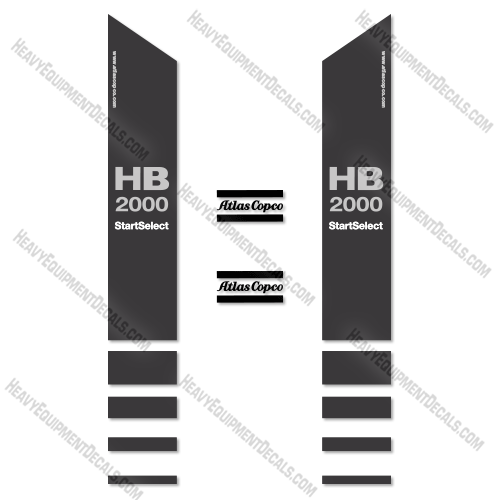 Fits Epiroc Atlas Copco HB2000 Decal Kit Breaker Hammer  2000, decal kit, hb, hb2000
