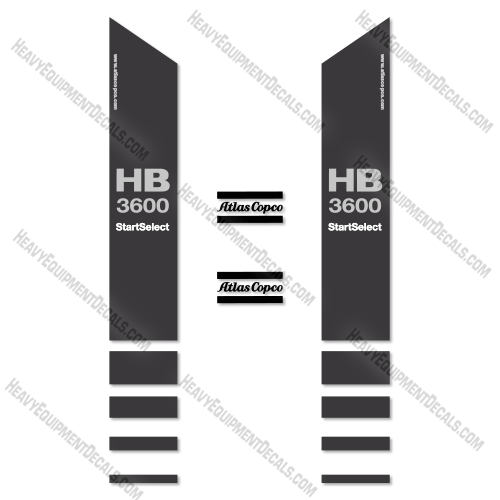 Fits Atlas Copco HB3600 Decal Kit Breaker Hammer 3600, decal kit, hb, hb3600