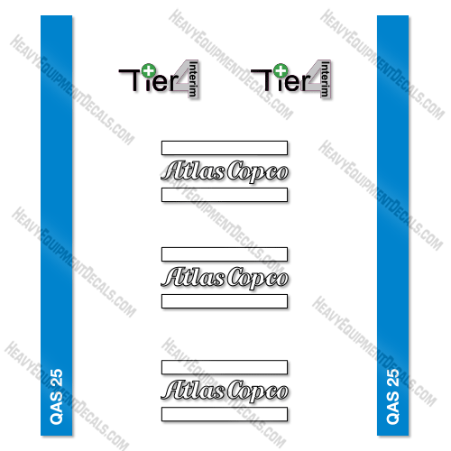 Fits Atlas Copco QAS 25 Decal Kit Generator qas, atlas, atlascopco, copco, decal kit, qas25, qas-25
