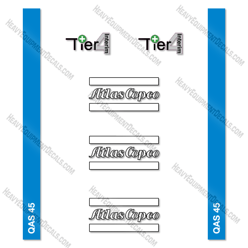 Fits Atlas Copco QAS 45 Decal Kit Generator qas, atlas, atlascopco, copco, decal kit, qas45, qas-45