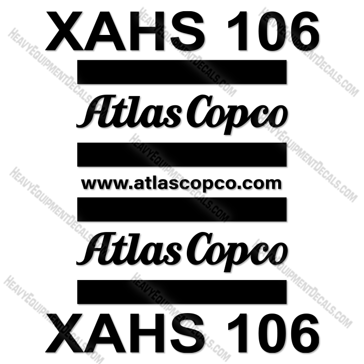 Fits Atlas Copco XAHS106 Decal Kit Air Compressor  106, atlas, atlascopco, copco, decal kit, xahs-106, xahs106, xahs