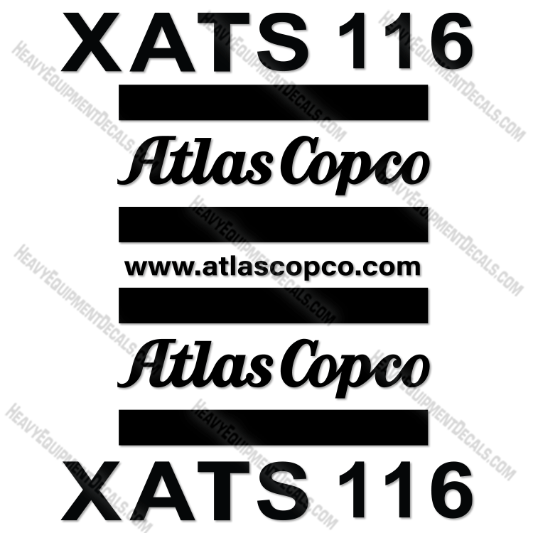 Fits Atlas Copco XATS116 Decal Kit Air Compressor   116, atlas, atlascopco, copco, decal kit, xats-116, xas116, xats