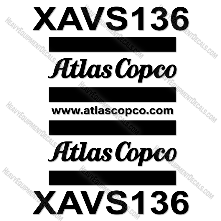 Fits Atlas Copco XAVS136 Decal Kit Air Compressor   136, atlas, atlascopco, copco, decal kit, xavs-136, xavs136, xavs