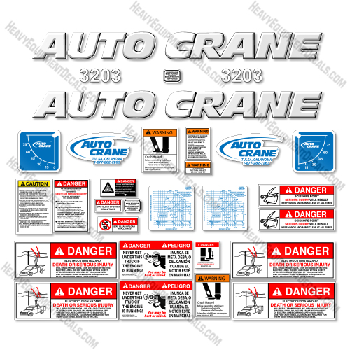 AutoCrane 3203 Decal Kit Crane - Custom White  - Aftermarket Kit  auto, auto-crane, autocrane, crane, decal kit
