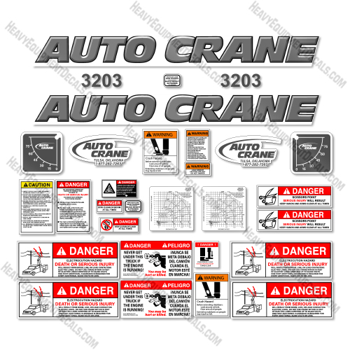 AutoCrane 3203 Decal Kit Crane - Custom Grey-  Aftermarket Kit  auto, auto-crane, autocrane, crane, decal kit