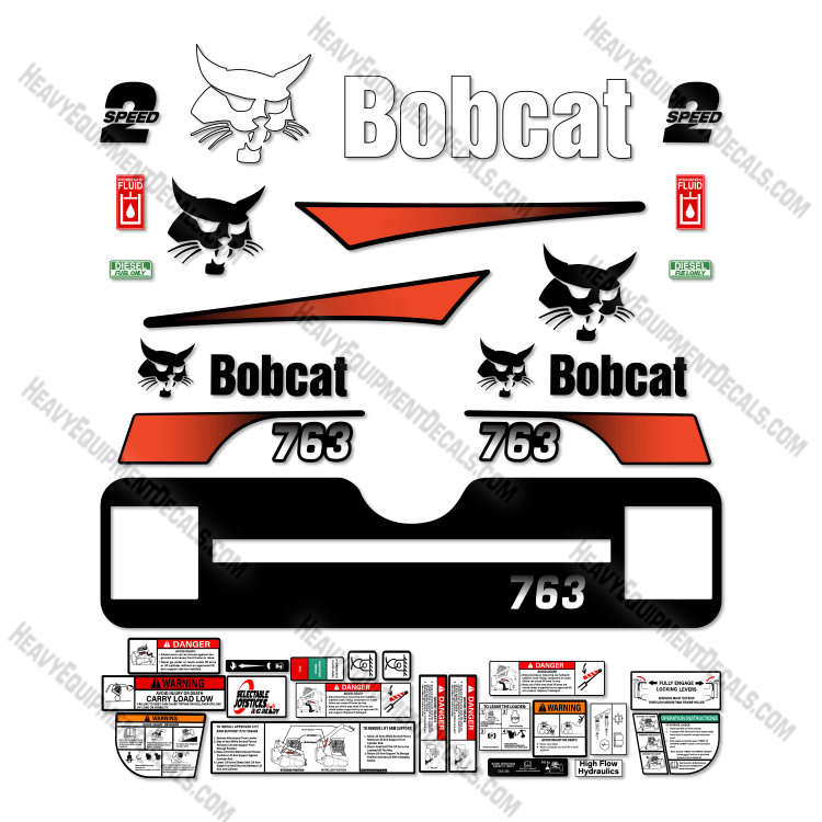 Fits Bobcat 763 Skid Steer Decal Kit - Custom M2 Style! decal kit
