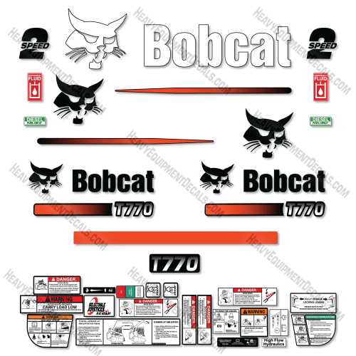 Fits Bobcat T-770 Decal Kit Track Loader M-1 (ALTERNATE REAR STYLE) decal kit, M1, t770