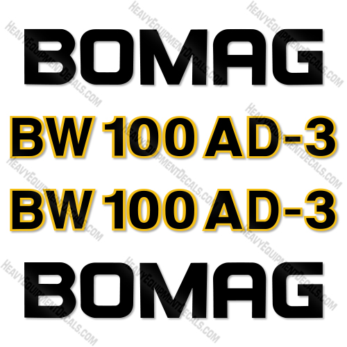 Fits Bomag BW100AD-3 Style 2 Decal Kit Smooth Drum Compactor 100, 100ad, ad, bomag, decal kit, roller