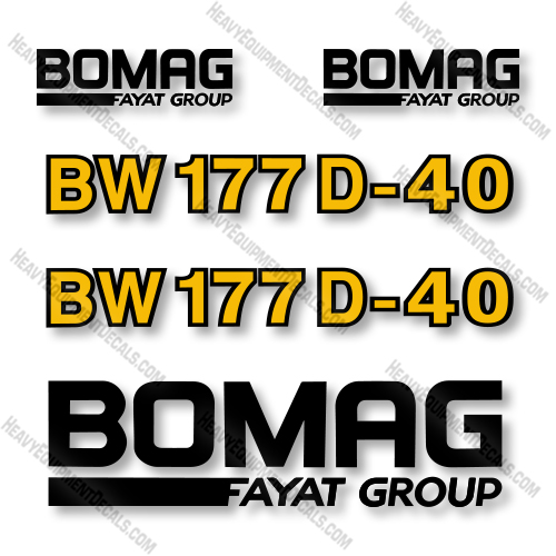 Bomag BW177D-40 Decal Kit Smooth Drum Roller - Aftermarket Kit      decal kit