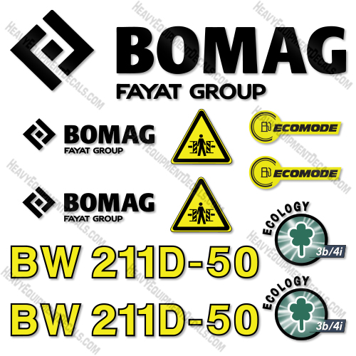 Fits Bomag BW211D-50 Decal Kit Compacter 