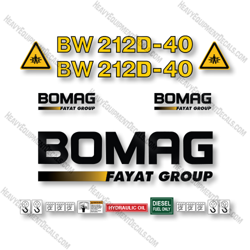 Bomag BW212D-40 Decal Kit Smooth Drum Roller - Aftermarket Kit  decal kit