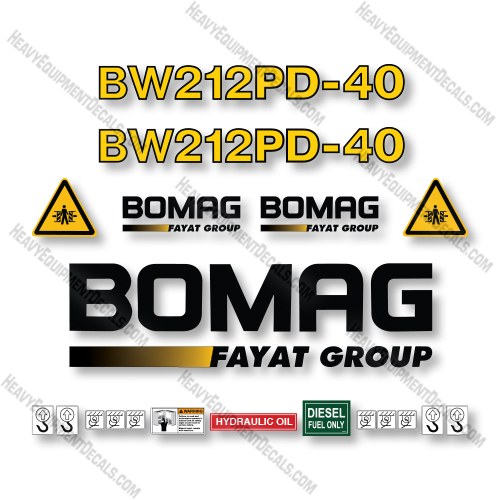 Bomag BW212PD-40 Decal Kit Smooth Drum Roller - Aftermarket Kit   decal kit