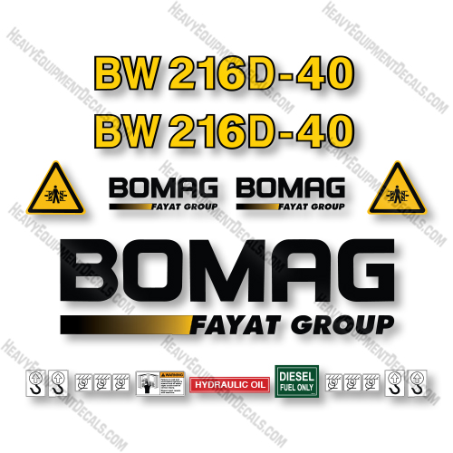 Bomag BW216D-40 Decal Kit Smooth Drum Roller - Aftermarket Kit     decal kit