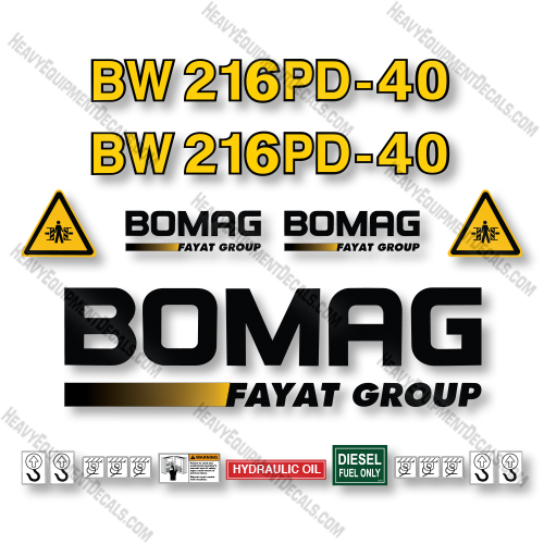 Bomag BW216D-40 Decal Kit Smooth Drum Roller - Aftermarket Kit     decal kit