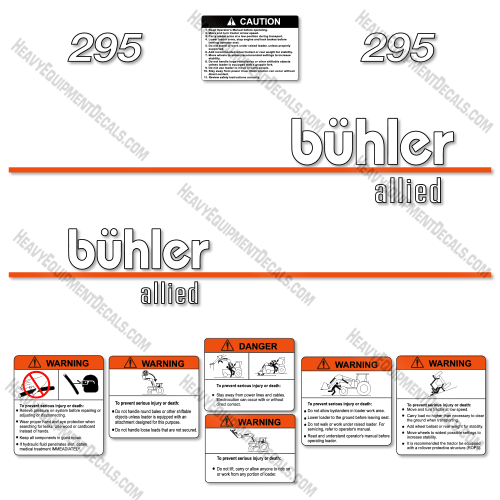 Fits Buhler Allied 295 Decal Kit Front End Loader Attachment 295, decal kit
