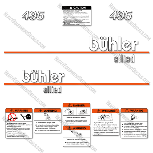Fits Buhler Allied 495 Decal Kit Front End Loader decal kit, decals, frontend, 495, s495, s-495