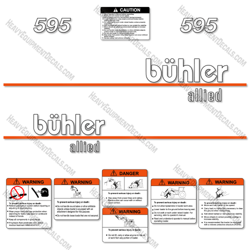 Fits Buhler Allied 595 Decal Kit Front End Loader decal kit, decals, frontend