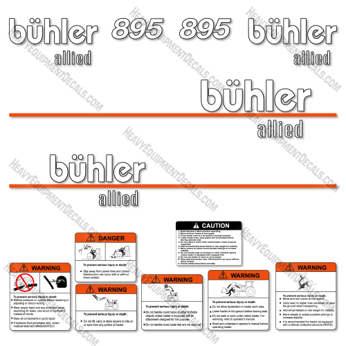 Fits Buhler Allied 895 Decal Kit Front End Loader Attachment 895, decal kit