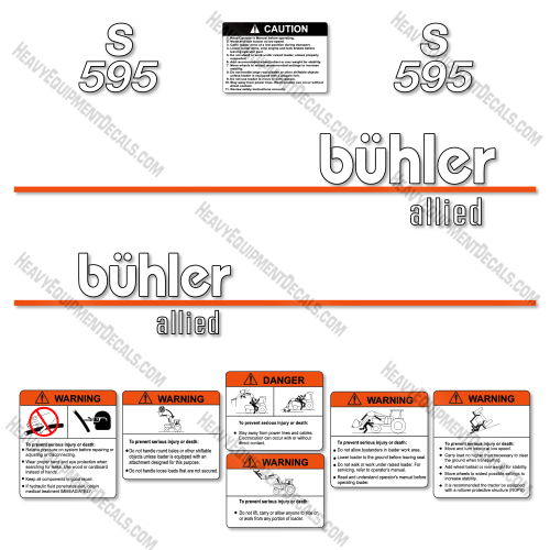 Fits Buhler S595 Decal Kit Front End Loader decal kit, decals, frontend, 595, s595, s-595