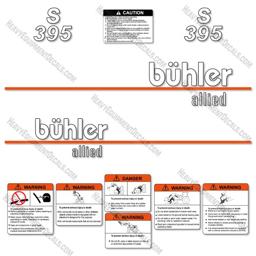 Fits Buhler S395 Decal Kit Front End Loader  decal kit, decals, frontend, 395, s395, s-395