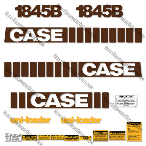 Fits Case 1845B Decal Kit Skid Steer - BROWN 1845, decal kit